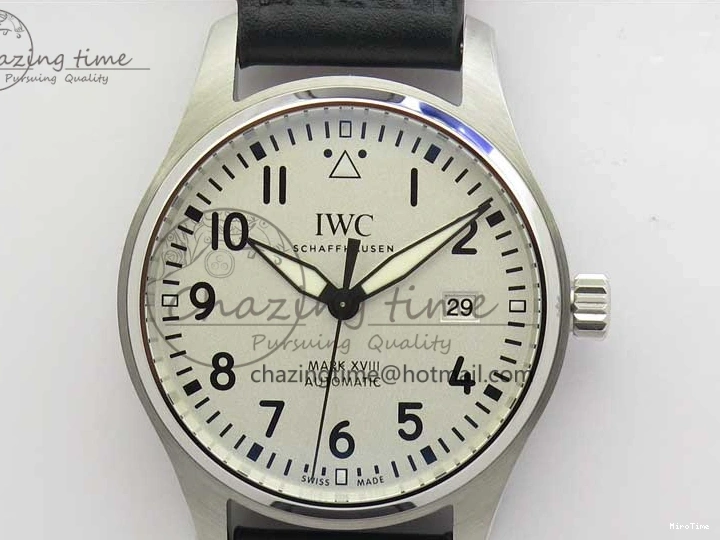 MIROTIME 0427 MARK XVIII IW327002 SS FKF 1:1 Best Edition White Dial On Black Leather Strap Affordable 7121